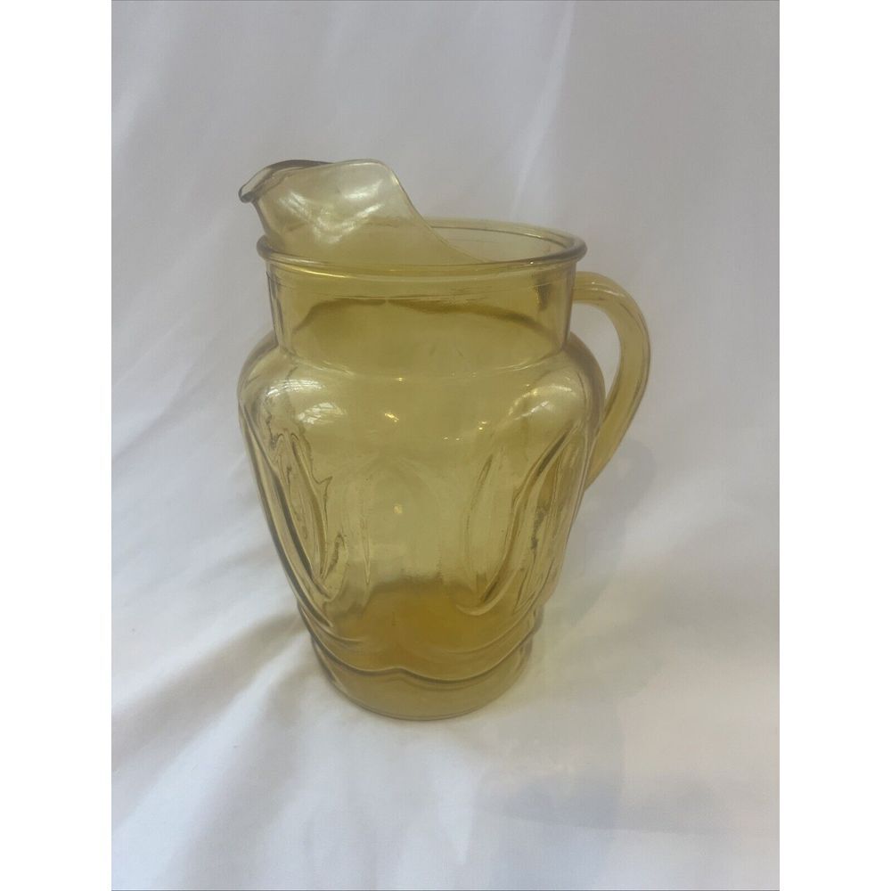 Anchor Hocking Tulip Pitcher Amber Glass Colonial‎ 9" Vintage